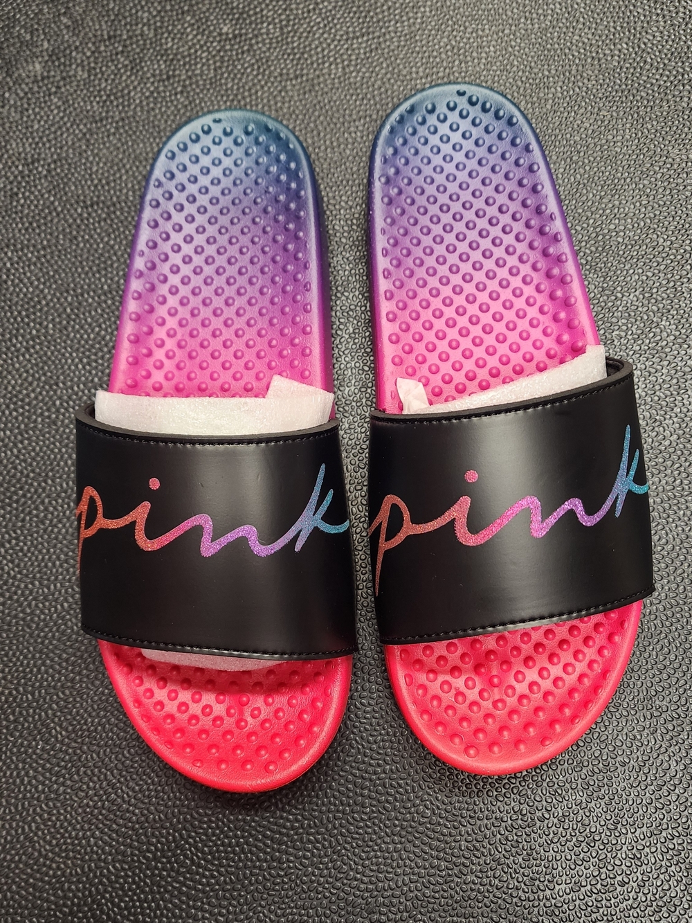 Kids Pink Gradient Slide Sandals with Black Strap